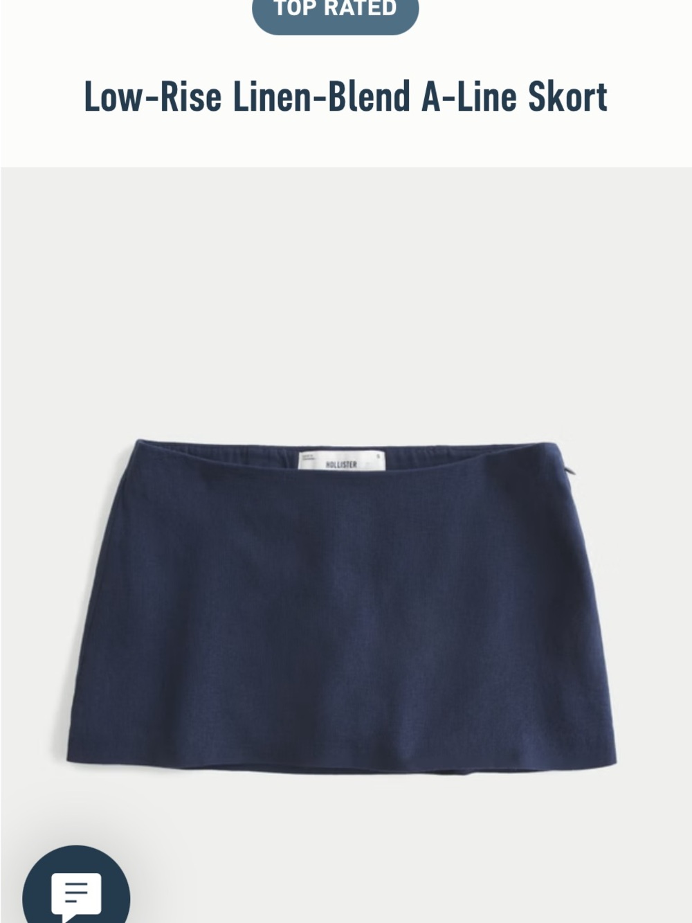 Hollister Navy Linen-Blend A-Line Skort